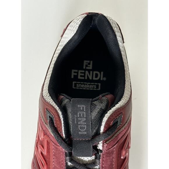 NIB $1100 Fendi FF Logo Fabric/Leather Burgundy Sneakers 12 US (45 Eu) 7E1555 main image 14